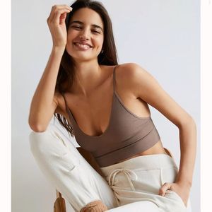 NWOT Free People Intimately Ali Low Back Seamless Crop Bra  M/L MSRP $30 Sand